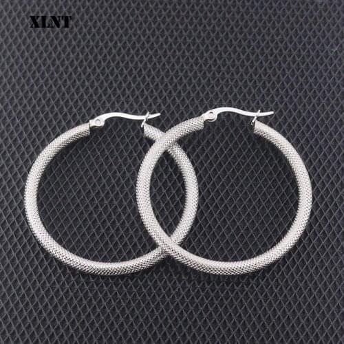 XLNT 2019 Punk 20-40mm Diameter Hoop Earrings For Women Statement Earrings Fashion Stainless Steel Jewelry Accessories