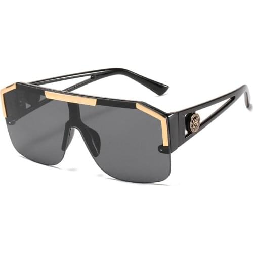 Oversized Square Sunglasses Men Women Fashion Luxury Brand Square Metal Vintage Big Frame Rimless Sunglasses