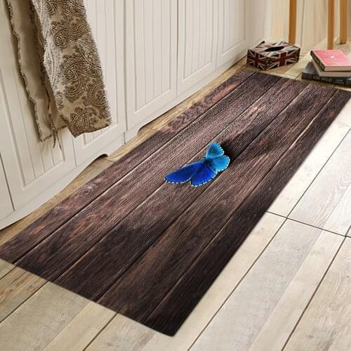 Creative Retro Solid Wood Butterfly Stripe 3D Printed Living Room Bedroom Carpet Carpet Kitchen Bathroom Non-slip Floor Mat