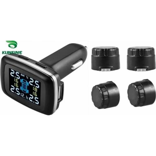 Smart Car TPMS Tyre Pressure Monitoring System cigarette lighter Digital LCD Display Auto Security Alarm Systems
