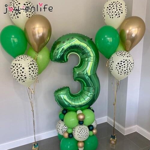 Green Number Foil Balloons Jungle Party Animal Balloon 1st Birthday Party Decorations Kid Safari Party Forest Party Decor Baloon