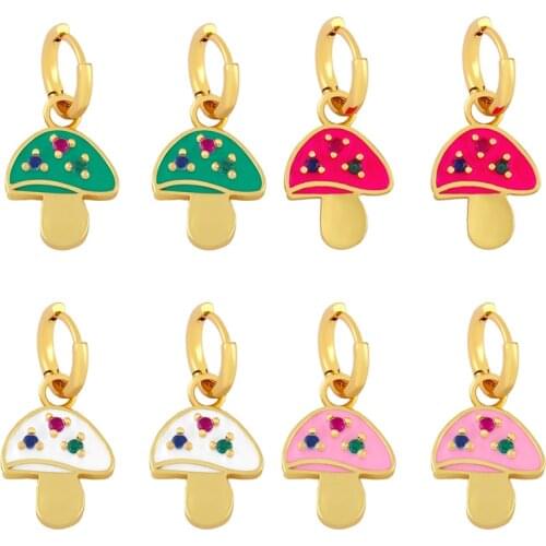 Y2K Jewelry Shiny Crystal Mushroom Earrings For Women Metal Vintage Rainbow Color Harajuku Earring Charms 90s Aesthetic New Gift