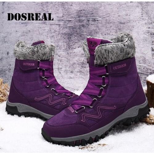 Womens Boots Men Winter Shoes lovers Plus Size 35-47 Leather Winter Boots Shoes Lady High gang Plush Winter Sneakers