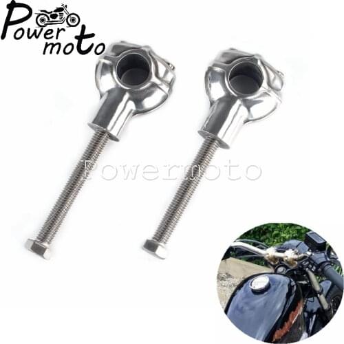 1" 25mm Silver Motorcycle Retro Rough Craft Handlebar Riser Handle Bar Clamp Mount for Harley Sportster Cafe Racer Bobber Choppe
