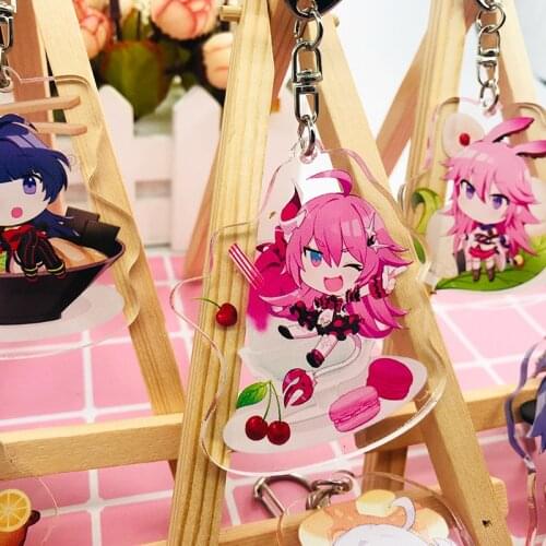 1pcs Anime Honkai Impact 3 Kiana Kaslana Raiden Mei Zaychik Theresa Murata Cute Portachiavi Keychain Keyring Pendant