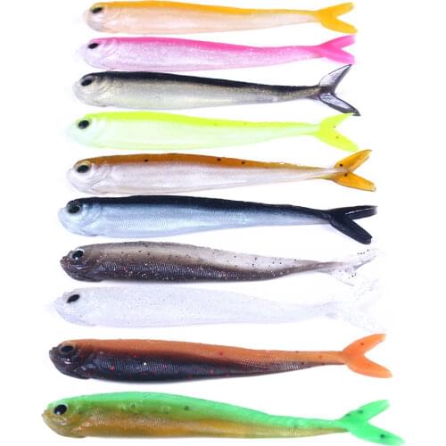 10pcs 8.5cm 2.6g Soft Silicone Fishing Lure Minnow Saltwater Freshwater Worms Wobblers Artificial Bait Bass Tackle Jigs