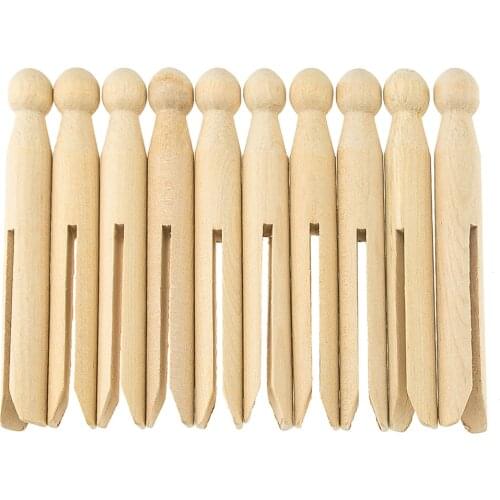 10 Pcs/Set Wood Crafts 11CM Long Sewing Natural Wooden Clothes Pins Peg Doll Pins Clips DIY Handmade Accessories For Children
