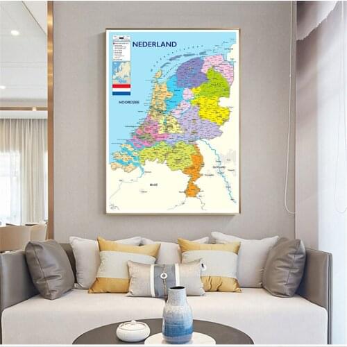 100*150cm The Detailed Netherlands Map In Dutch Poster Non-woven Canvas Painting Room Home Decoration Office School Supplies