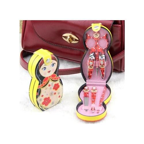 100sets 6pc/Set Russian Dolly Nail Manicure Set Stainless Steel Professional Nail Accessories Kit Eyes Make Up new fashion