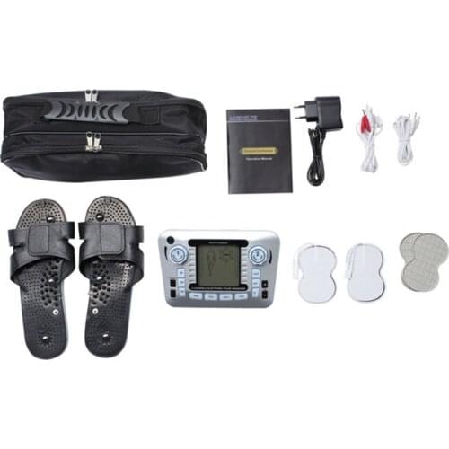 Two Channel Electronic Pulse Therapy Massage Tens Unit Relax Stiff Nerve Relax Muscle Pain Stimulator + Foot Massage Slippers