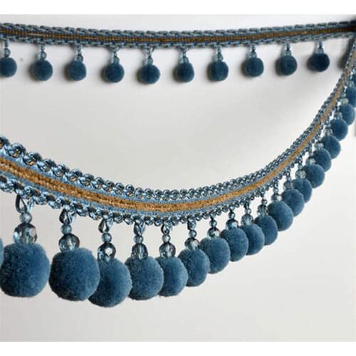 1M Larger Pom Pom Bobble Trim Fringe Curtain Sewing Sofa Tassel Balls Edging Beaded Ribbon Bobble Edging Upholstery Crafts Decor
