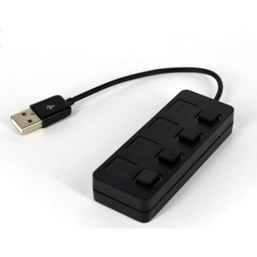 K92C USB2.0 Hub 4 Port Power Adapter with Individual LED Indicate Light Switch Slim Portable for PC Laptop USB1.1 Expander