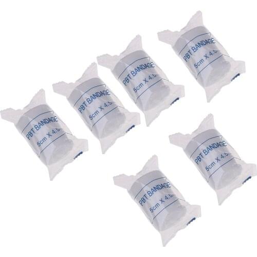 6 rolls/lot PBT Elastic Bandage First Aid Kit Gauze roll Wound Dressing Medical Nursing Emergency Care Bandage 5cmx4.5m