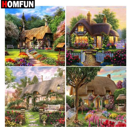 HOMFUN Full Square/Round Drill 5D DIY Diamond Painting "House landscape" 3D Embroidery Cross Stitch 5D Decor Gift