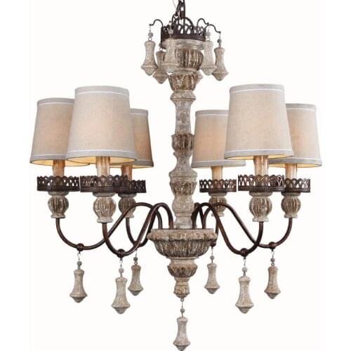 American retro wooden chandelier personality bedroom living room duplex floor clothing store chandelier