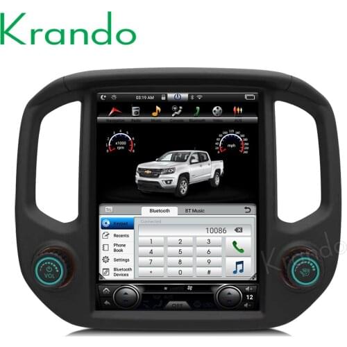 Krando car radio gps android 8.1 for GMC CANYOU for Chevrolet Colorado Tesla Vertical 12.1'' screen navigation multimedia system