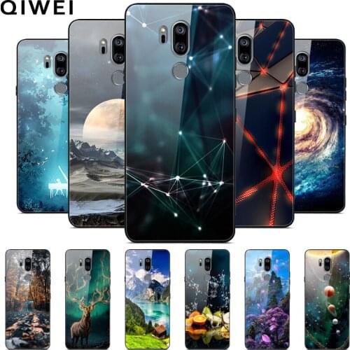 6.1'' Coque For LG G7 ThinQ Case Glass Hard Back Cover For LG G7 thinq G7thinq Phone Cases Black Soft Bumper Fundas Tempered
