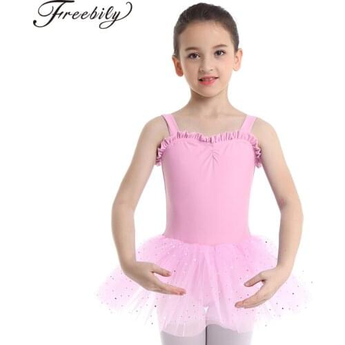 Freebily Children Sleeveless Ruffle Sweetheart Ballet Tutu Dress Girls Gymnastics Leotard Ballerina Party Stage Kids Dance Wear