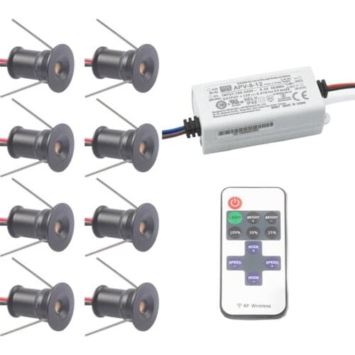 Dimmable Led Spot Downlight 12V 1W 15mm Ceiling Light Black Silver Shell Spotlight Stair Cabinet Light with Remote Controller