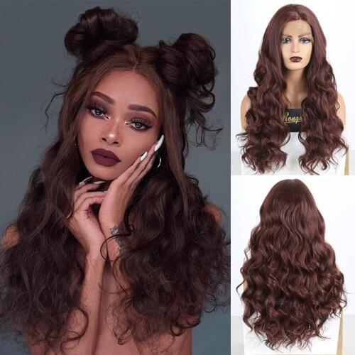 RONGDUOYI Long Body Wave Synthetic Lace Front Wig High Temperature Hair Lace Wigs for Women Side Part Cosplay Wig