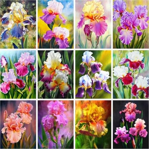 Huacan 5D Diamond Painting Iris Full Drill Diamond Embroidery Mosaic Flower Picture Of Rhinestones Handicraft Home Decoration