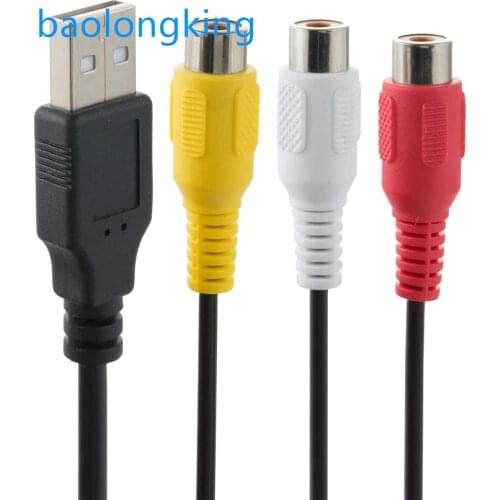 USB to 3RCA Cable, USB Male to 3 RCA Male Jack Splitter Audio Video AV Composite Adapter Cord Cable (USB M/3 RCA M)