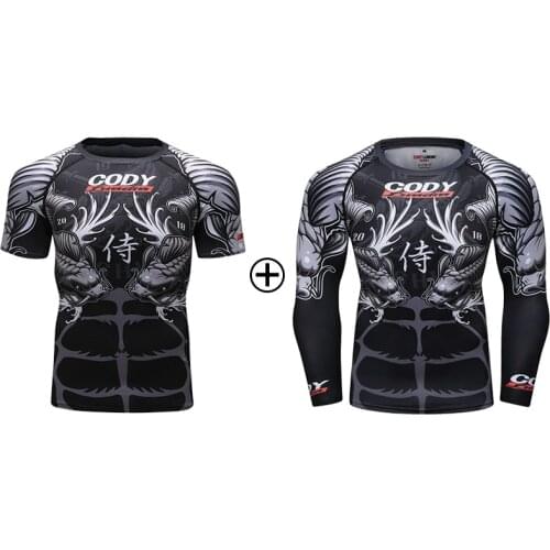 Compression Gym Shirts Long And Short Sleeve Custom BJJ Rashguard MMA Sublimated Mens Rash Guard
