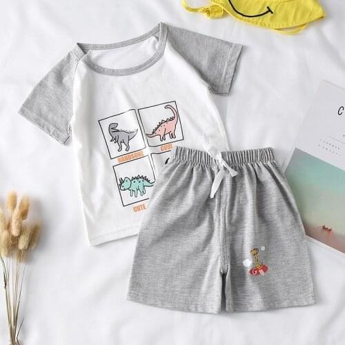 Summer Casual Set Boys & Girls 2 Piece Set Kids Clothes Cartoon T-shirts Shorts Children Clothing Girls Outfits