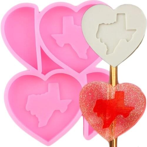 Love Heart Texas Map Silicone Straw Topper Mold DIY Candy Chocolate Fondant Cake Decorating Tools Keychain Epoxy Resin Moulds