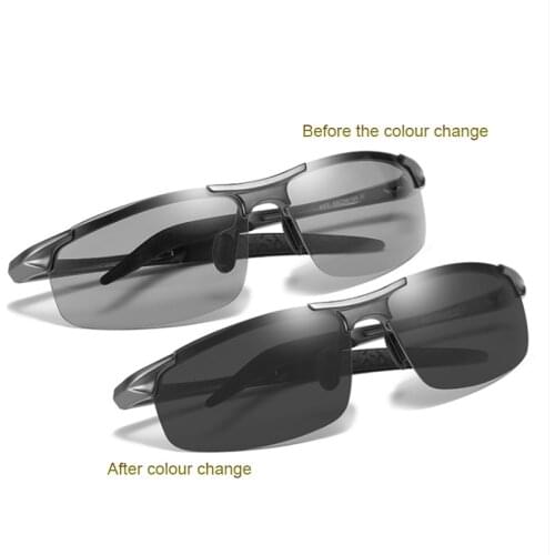 2021 Aluminum Rimless Photochromic Sunglasses Men Polarized Day Night Driving Glasses Chameleon Anti-Glare Gafas De Sol Hombre