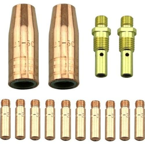 14Pcs MIG Welding Machine Kit 0.035'' Contact Tips Gases Nozzles Diffusers Replacement for Lincoln 100L & Tweco Mini/#1