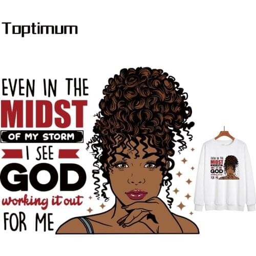 New Afro Clothing Custom Heat Transfer Patches For CLothes DIY Child Women T-shirt Hats Shoes Decor Thermal transfer sticker