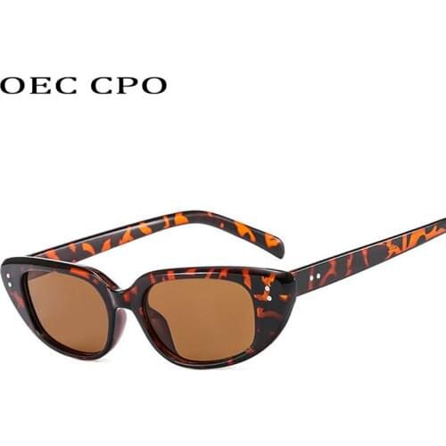 OEC CPO Fashion Cat eye Sunglasses Women New Luxury Brand Sunglasses Ladies Small Frame Vintage Black Leopard shades UV400 O536
