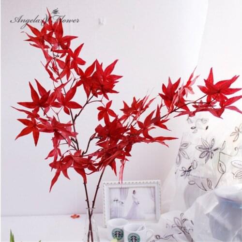 Autumn 5branch 32leaves high simulation artificial silk green plants decor fo home party Christmas garden Maple leaf plants wall