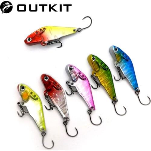 OUTKIT 2021 New Arrival 6 Colour Laser Metal VIB Fishing Lure Fishing Tackle Crankbait Vibration Spoon Spinner Sinking Bait