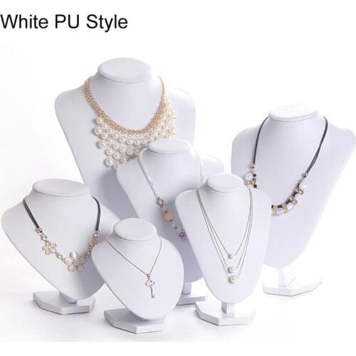 White PU Model Bust Show Exhibitor 6 Options Gray Black White Velvet Jewelry Display Necklace Pendants Mannequin Jewelry Stand