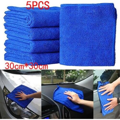 Car Wash Towel 5Pcs Car Wash Towel Soft Cleaning Car Auto Care Wash Dry Clean Polish Cloth Microfiber Cleaning Towels 30cm*30cm