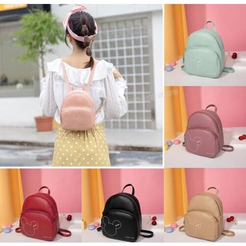 Disney Luxury Leather Backpack Women Designer Mickey Mouse Girl School Rucksack Femal Fashion Retro Travel Mini Bag Knapsack