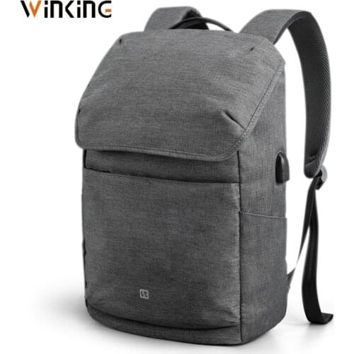 Winking Korean Casual Backpack Men Laptop Computer Backpack USB Charge 15.6 inch Fashion College School Bags for Teenage Boys