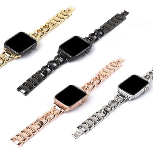 Slim Stainless Steel Strap for Apple Watch Series 6 SE 5 4 3 2 1 Cowboy Chain Bracelet for iWatch 38 40 42 44mm Watchbands
