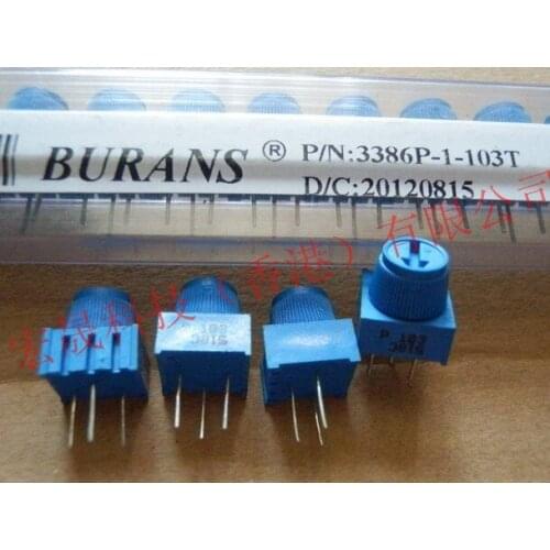 50PCS/LOT 3386P-1-101 3386P-1-101TLF TRIMMER 100 OHM 0.5W PC PIN Trimpot potentiometer 100ohm with Knob 3386P-1-101LF