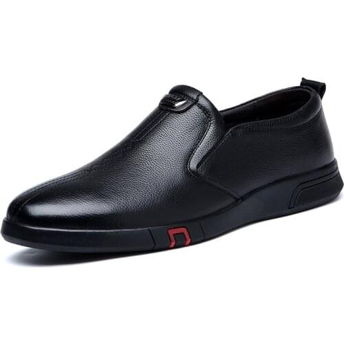 Soft Mens Genuine Leather Shoes Casual Business Formal Shoes Comfortable Slip-on Man Leather Dress Shoes Office Oxford Shoe