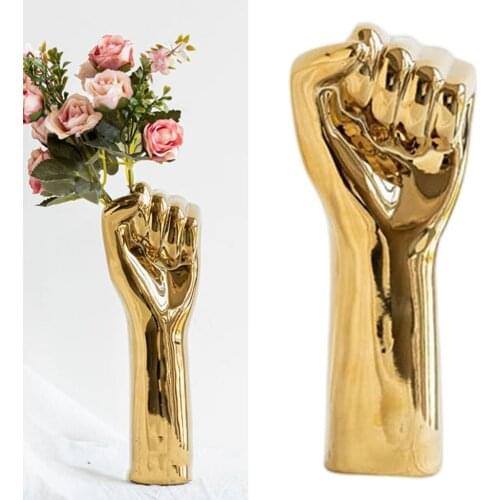 Flower Vase Golden Statue A Hand Figurine Shelf Table Centerpiece Crafts