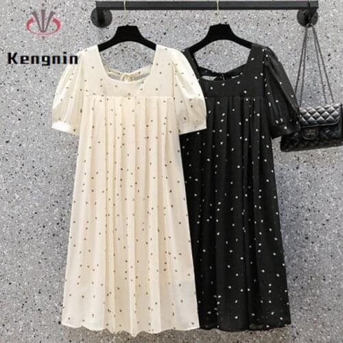 Oversized Women Patchwork Dress 2021 Autumn Print Chiffon Splice Female Vestidos Fake Two Piece Loose Dress Brand Robe KE839