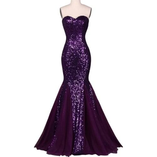 Mermaid Evening Dresses Sweetheart Sequined Formal Party Gowns Backless Sleeveless Evening Gowns for Women Vestidos De Fiesta