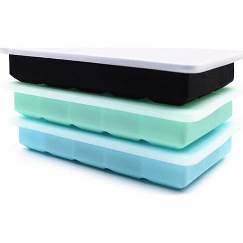 1 Pcs 15 Grid Food Grade Silicone Ice Tray Home With Lid DIY Mold Square Shape Ice Cream Maker Kitchen Bar Accessories