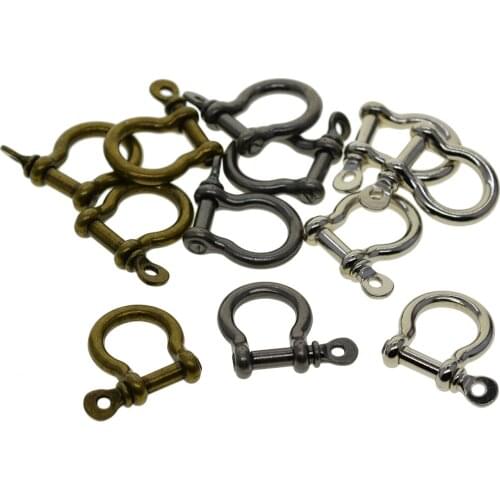 12 PCS alloy screw pin lock U hook shackle leather bangle connector joint horse shoe keychain lanyard FOB EDC DIY