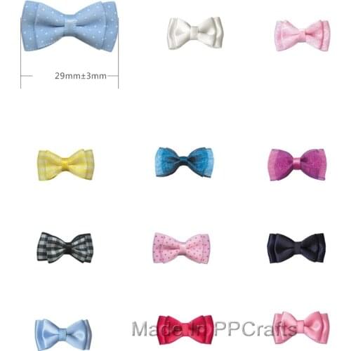 29MM Satin Double/Dots/Grosgrain Ribbon Butterfly Pinched Squareknot For Packing Cloth Hairbow DIY Crafts 200pcs Free Shipping