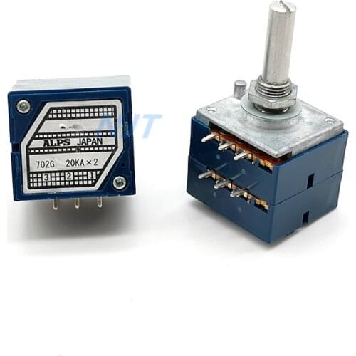 20K ALPS RK27 Double Volume Potentiometer Dual 20KAx2 6pin Round Handle Rotary Switch