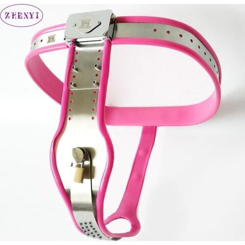 304 Stainless Steel Female Chastity Belt Lock Device Fetish Bondage Silicone Pants Sex Toys For Women Adult Products Sex Shop